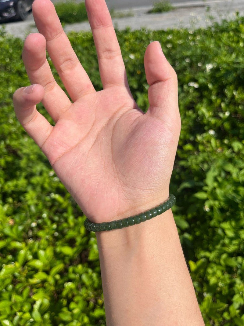 Hetian Green Jade Bracelet — 6mm Natural Gemstone | Success Energy - Buddhabelief