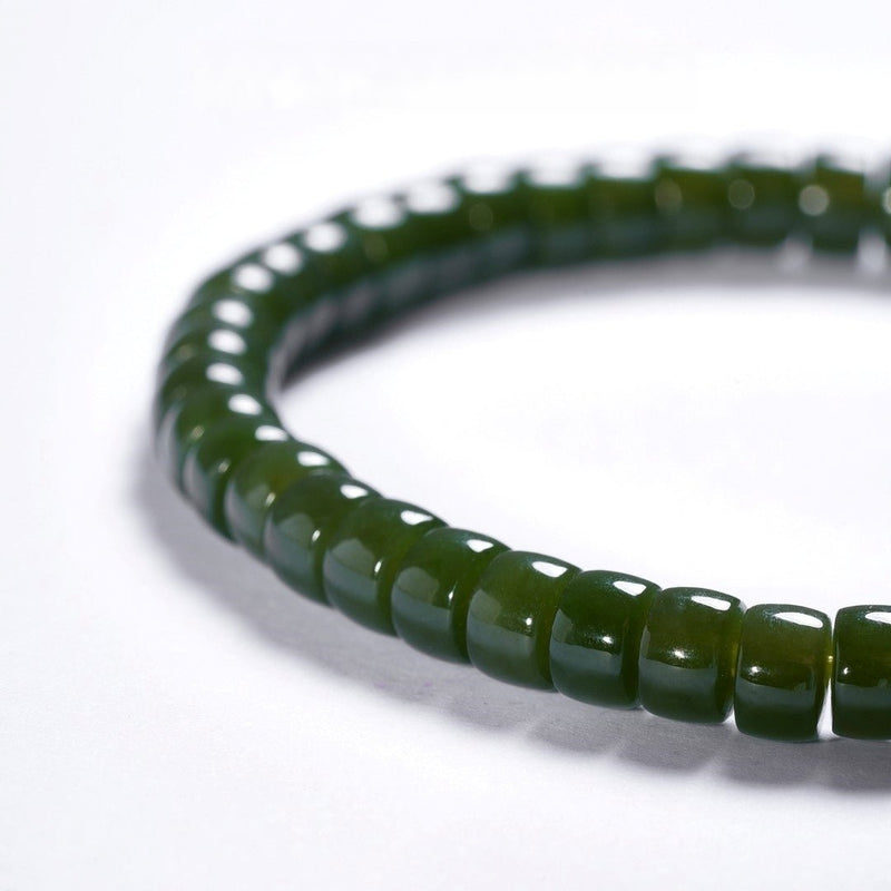 Hetian Green Jade Bracelet — 6mm Natural Gemstone | Success Energy - Buddhabelief