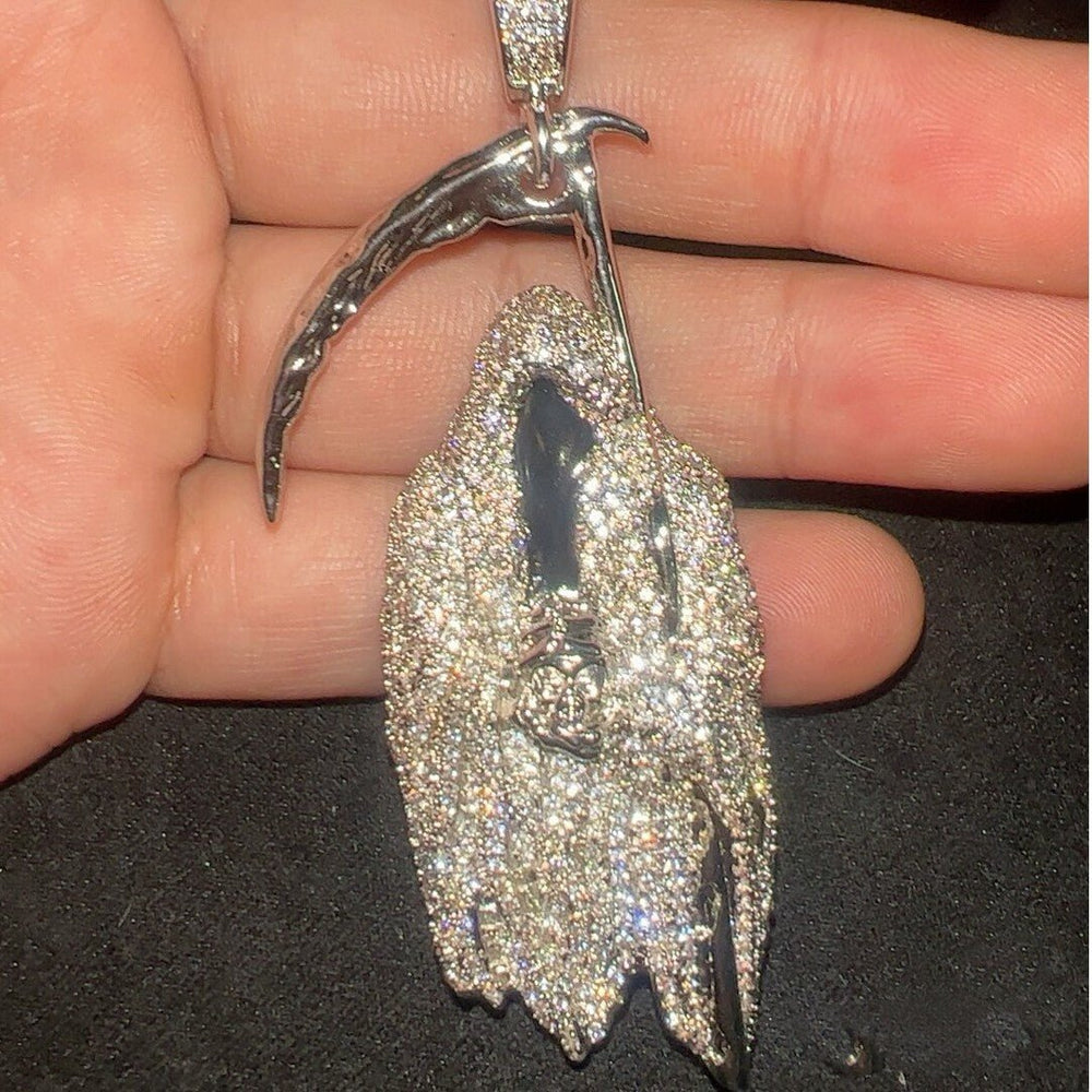 Iced Out Grim Reaper Pendant - Glow in Dark Hip Hop Necklace - view 5