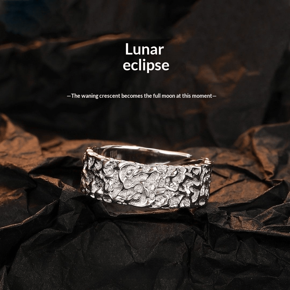 "Lunar Eclipse" Hand-Hammered 925 Sterling Silver Cuff (Moon Surface Texture) - view 1