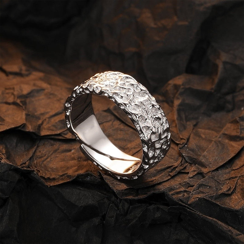 "Lunar Eclipse" Hand - Hammered 925 Sterling Silver Cuff (Moon Surface Texture) - Buddhabelief