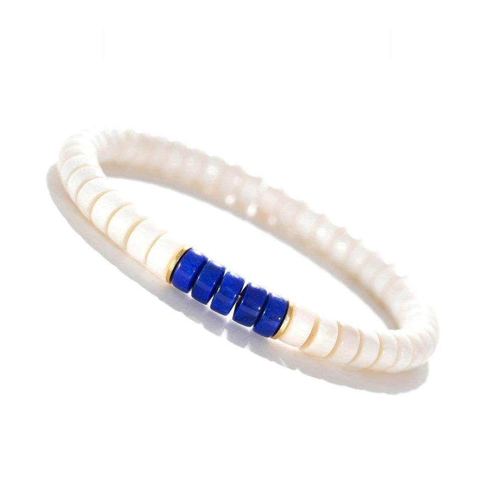 Mammoth Ivory Bracelet — 6mm Lapis Lazuli Inlay | Abundance & Prosperity - view 1