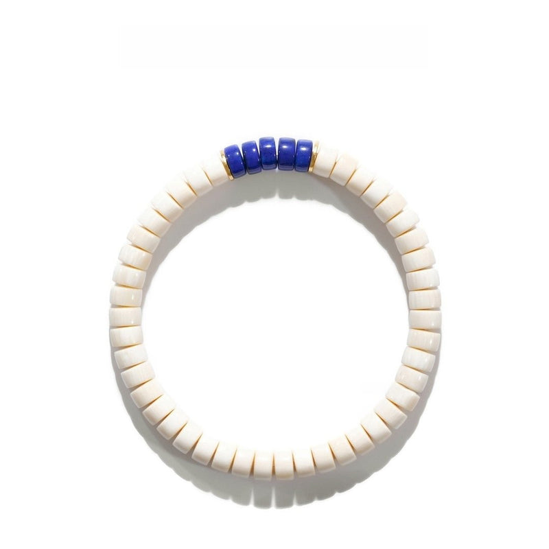Mammoth Ivory Bracelet — 6mm Lapis Lazuli Inlay | Abundance & Prosperity - Buddhabelief