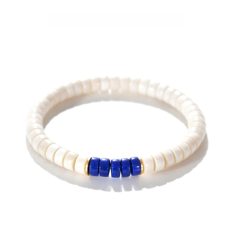 Mammoth Ivory Bracelet — 6mm Lapis Lazuli Inlay | Abundance & Prosperity - Buddhabelief