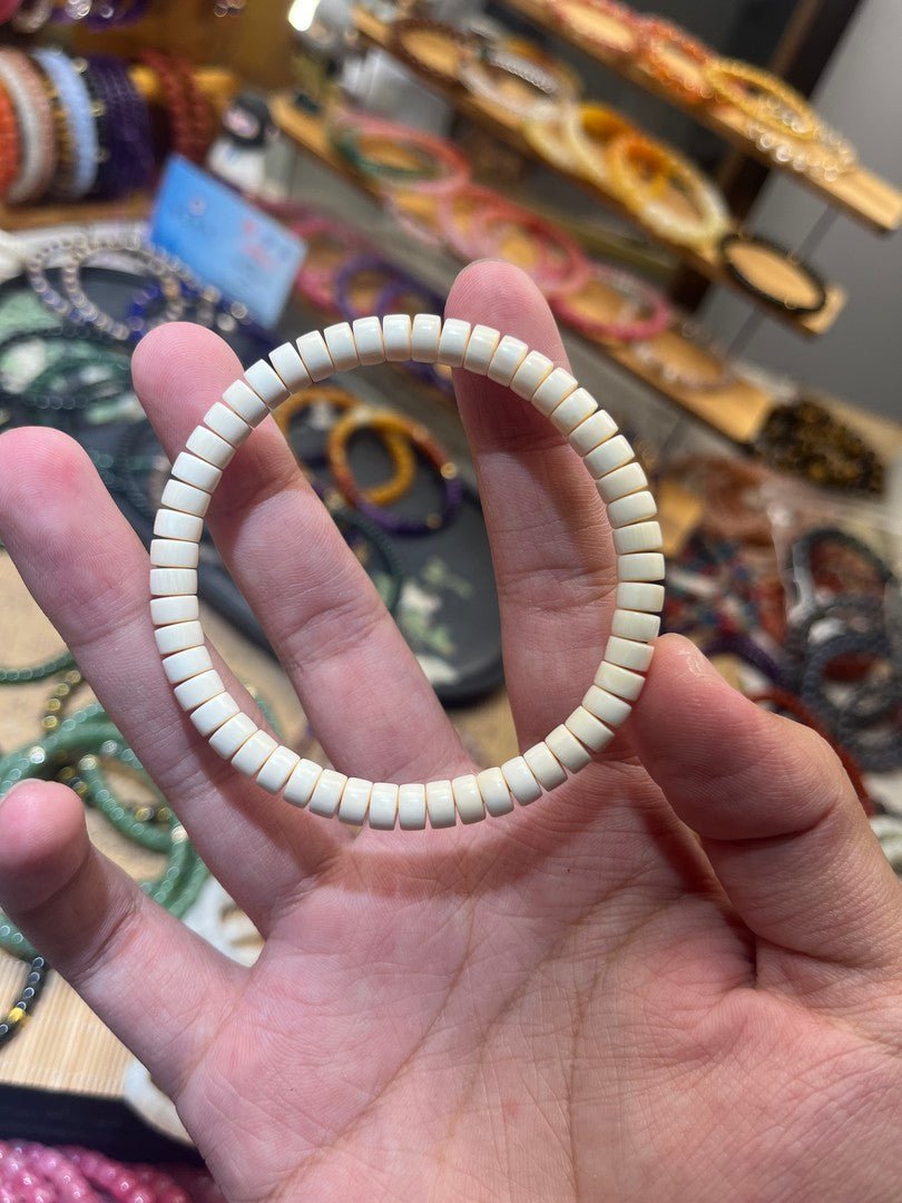 Mammoth Ivory Bracelet — 6mm Natural Fossil Beads | Healing Energy - view 5