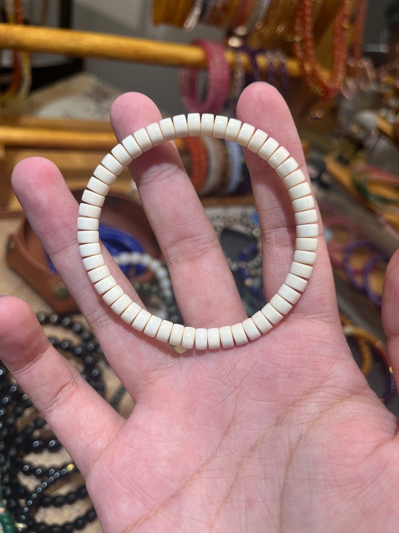 Mammoth Ivory Bracelet — 6mm Natural Fossil Beads | Healing Energy - view 4