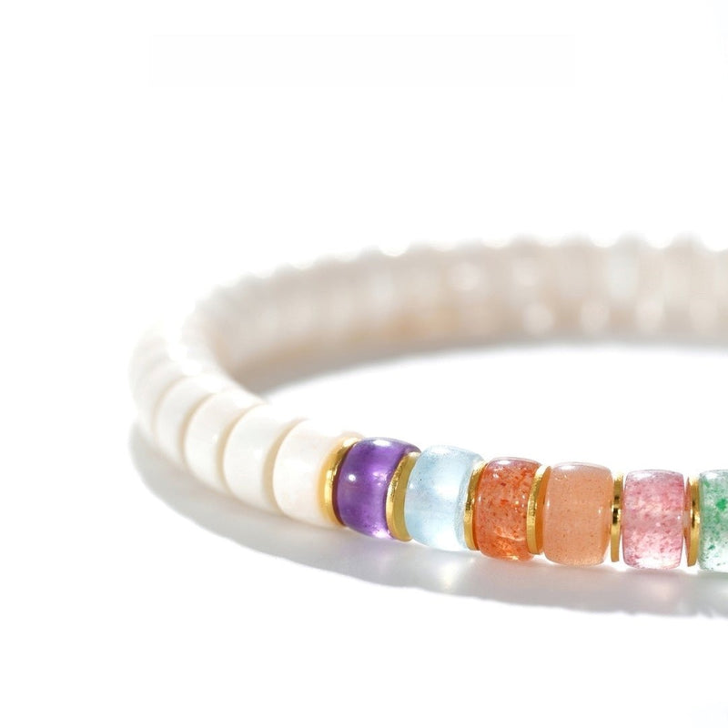 Mammoth Ivory Bracelet — 6mm Natural Gemstone Inlay | Manifest Your Dreams - Buddhabelief