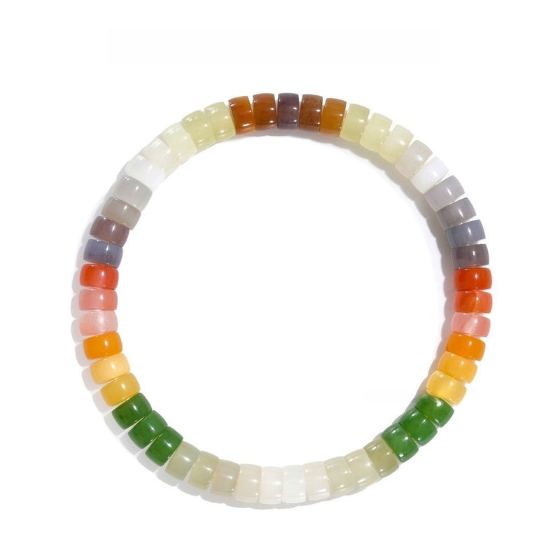 Multicolor Hetian Jade Bracelet — 6mm Natural Jade Wealth Magnet - Buddhabelief