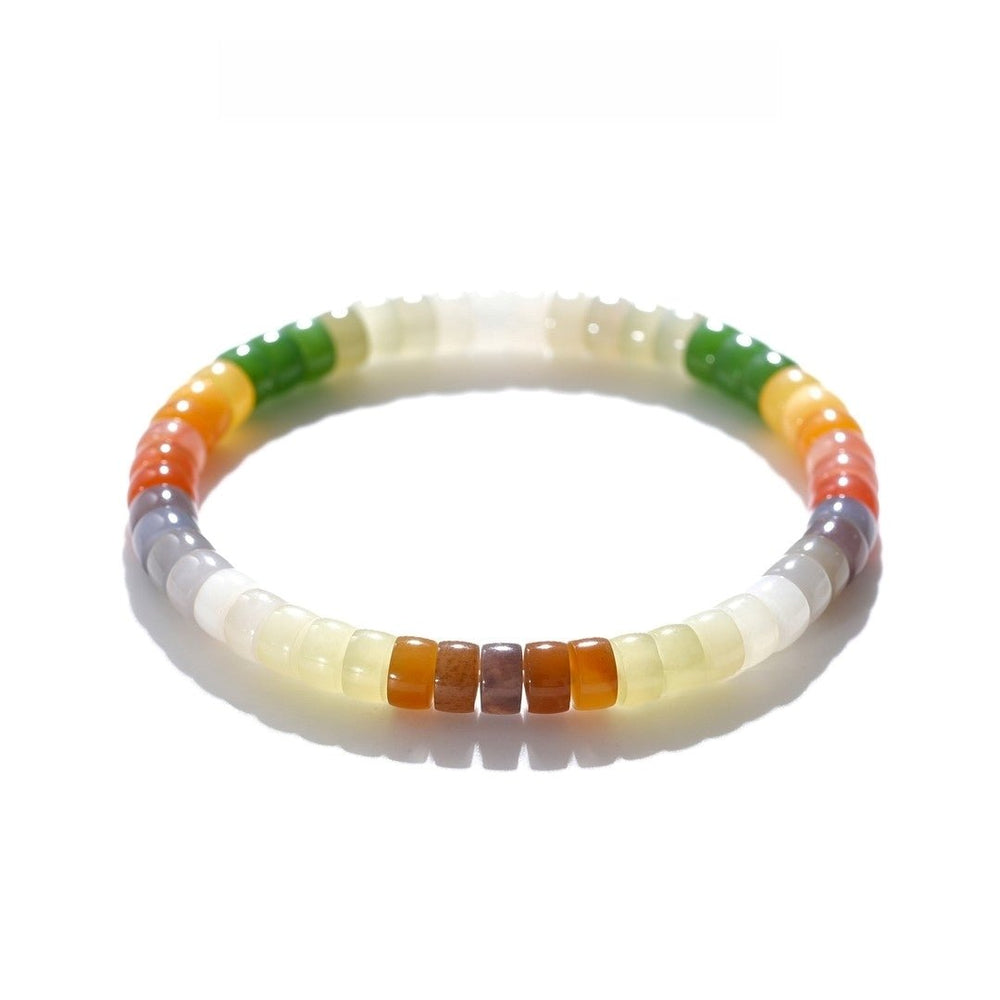 Multicolor Hetian Jade Bracelet — 6mm Natural Jade Wealth Magnet - view 4