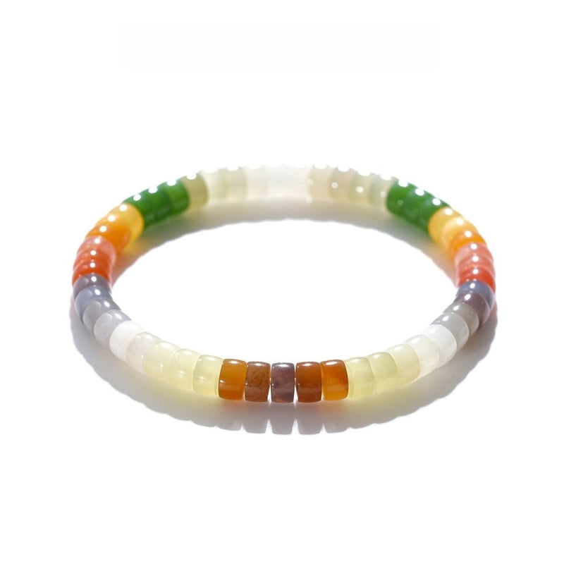 Multicolor Hetian Jade Bracelet — 6mm Natural Jade Wealth Magnet - Buddhabelief