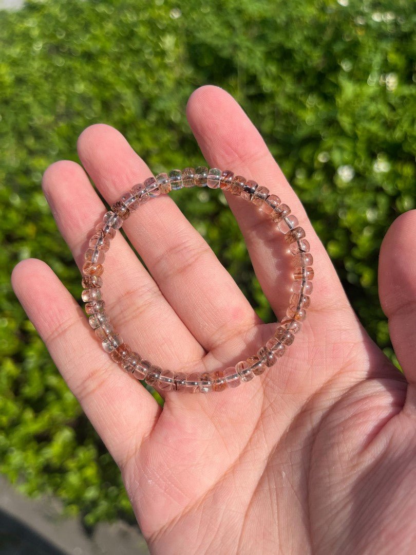 Natural Black Golden Rutilated Quartz Bracelet — Precision-Cut Crystal Clarity - view 4