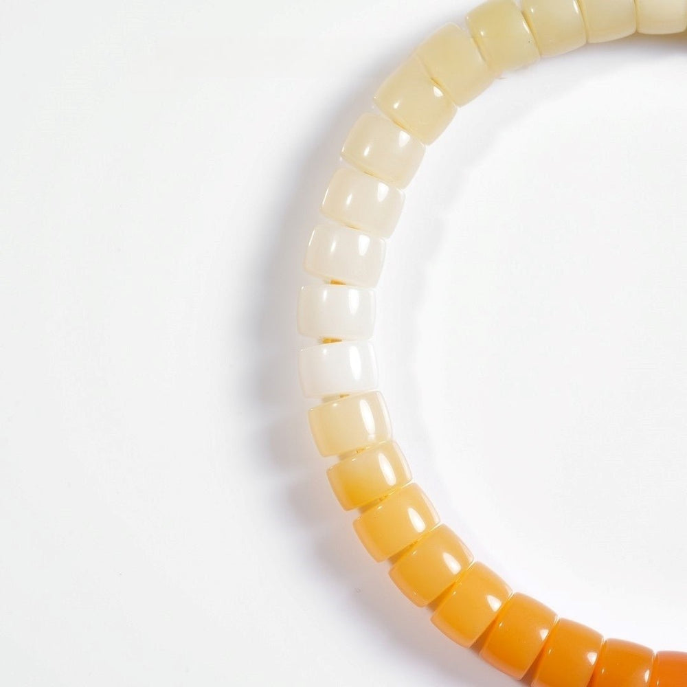 Natural Burmese Yellow Jade Bracelet — 6.6mm Gem-Grade Gradient for Protection - view 2