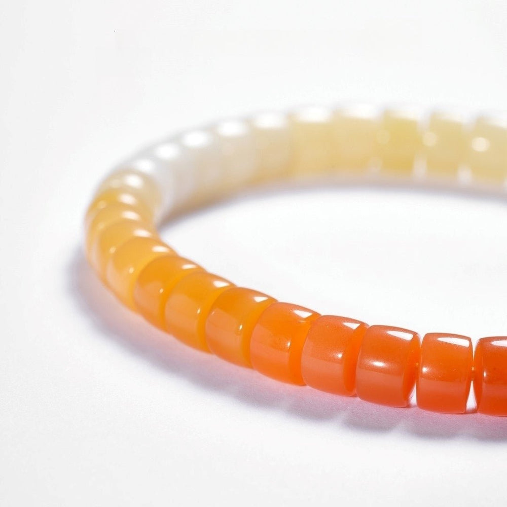 Natural Burmese Yellow Jade Bracelet — 6.6mm Gem-Grade Gradient for Protection - view 3