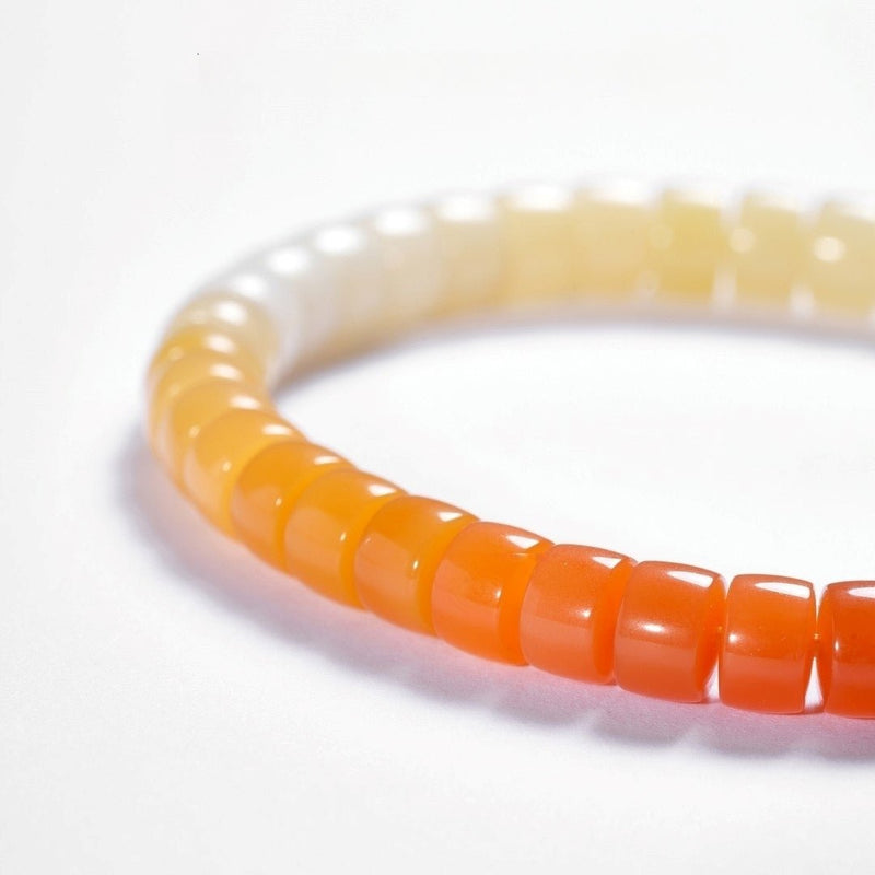 Natural Burmese Yellow Jade Bracelet — 6.6mm Gem - Grade Gradient for Protection - Buddhabelief