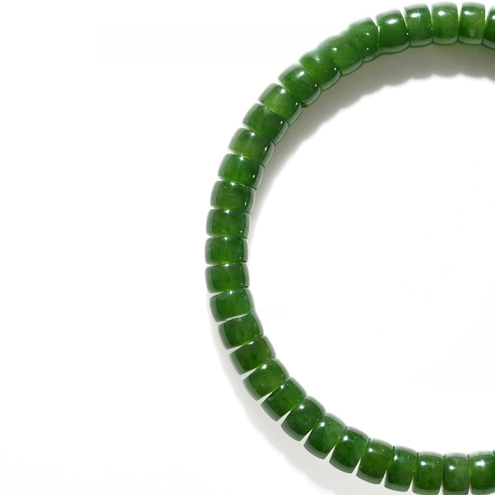Natural Green Jade Bracelet — 6mm Russian Hetian Jade for Abundance & Prosperity - view 2