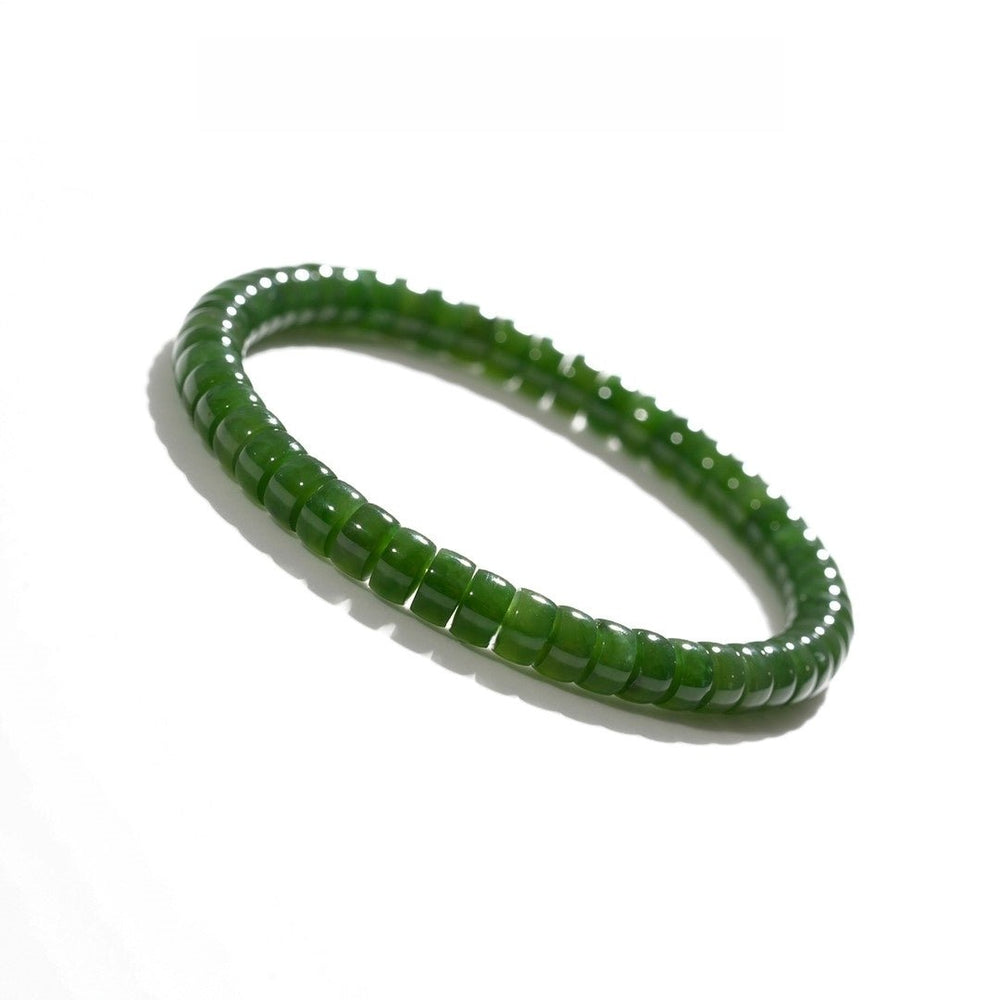 Natural Green Jade Bracelet — 6mm Russian Hetian Jade for Abundance & Prosperity - view 1
