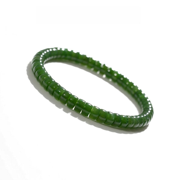 Natural Green Jade Bracelet — 6mm Russian Hetian Jade for Abundance & Prosperity
