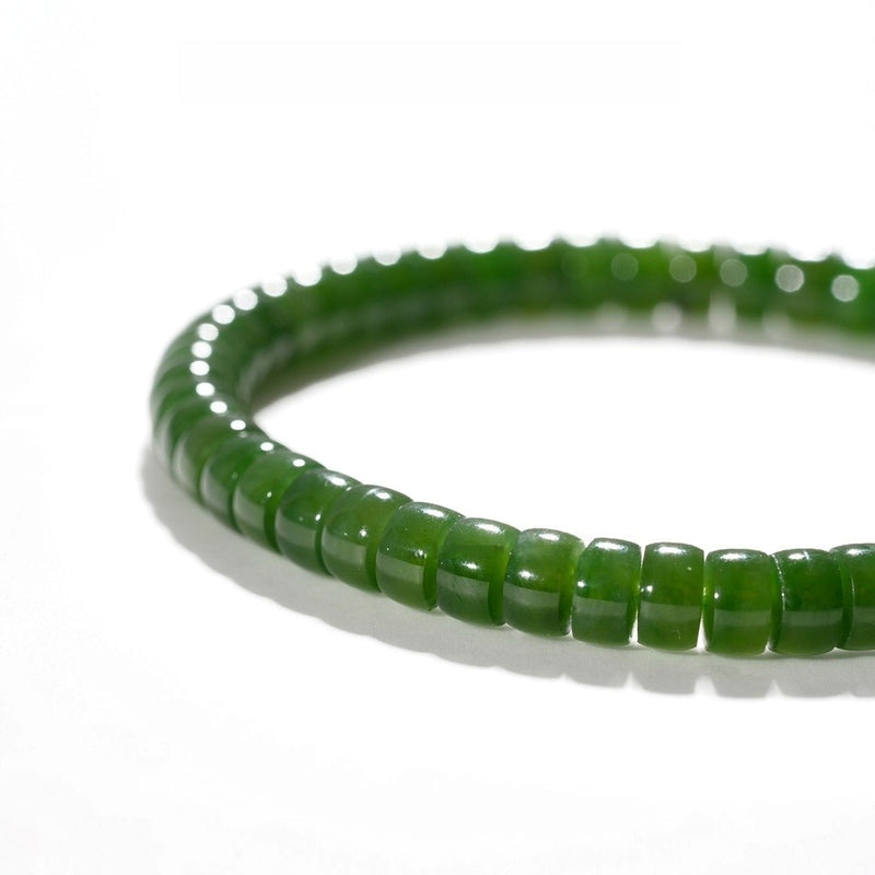 Natural Green Jade Bracelet — 6mm Russian Hetian Jade for Abundance & Prosperity - Buddhabelief