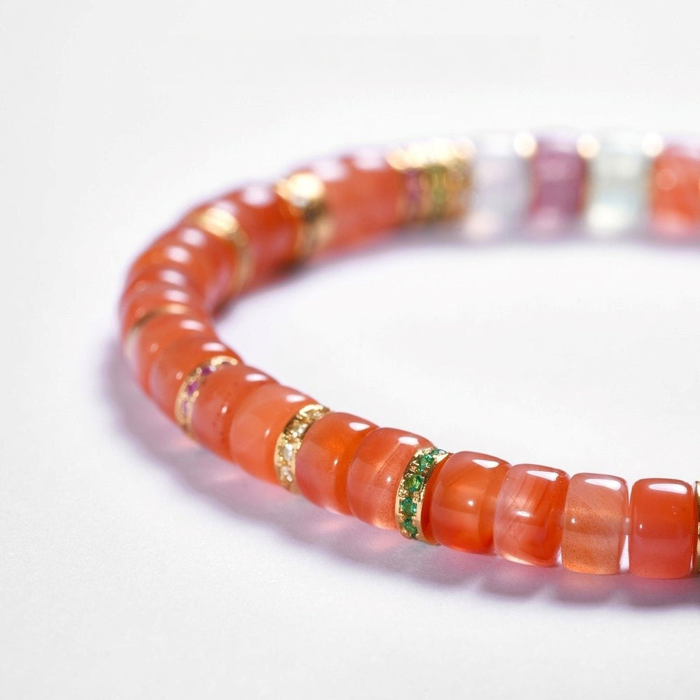 Natural Southern Red Agate Bracelet — Rainbow Gemstone Prosperity Design - view 3