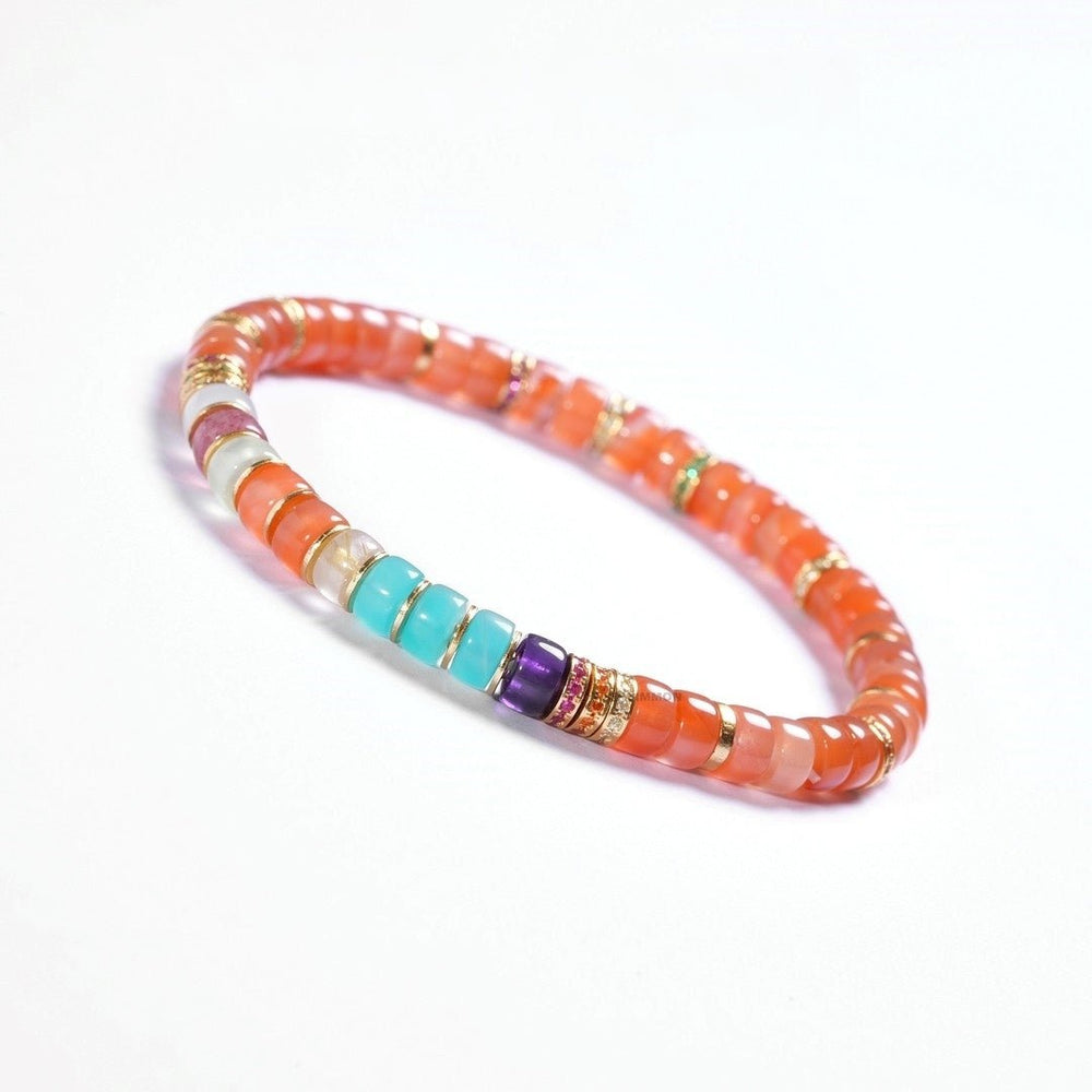Natural Southern Red Agate Bracelet — Rainbow Gemstone Prosperity Design - view 1