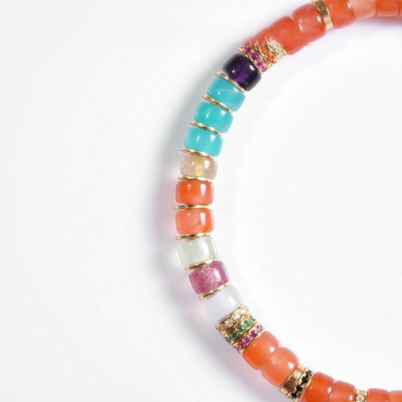 Buddhabelief Red Agate Bracelet | Rainbow Gem Prosperity