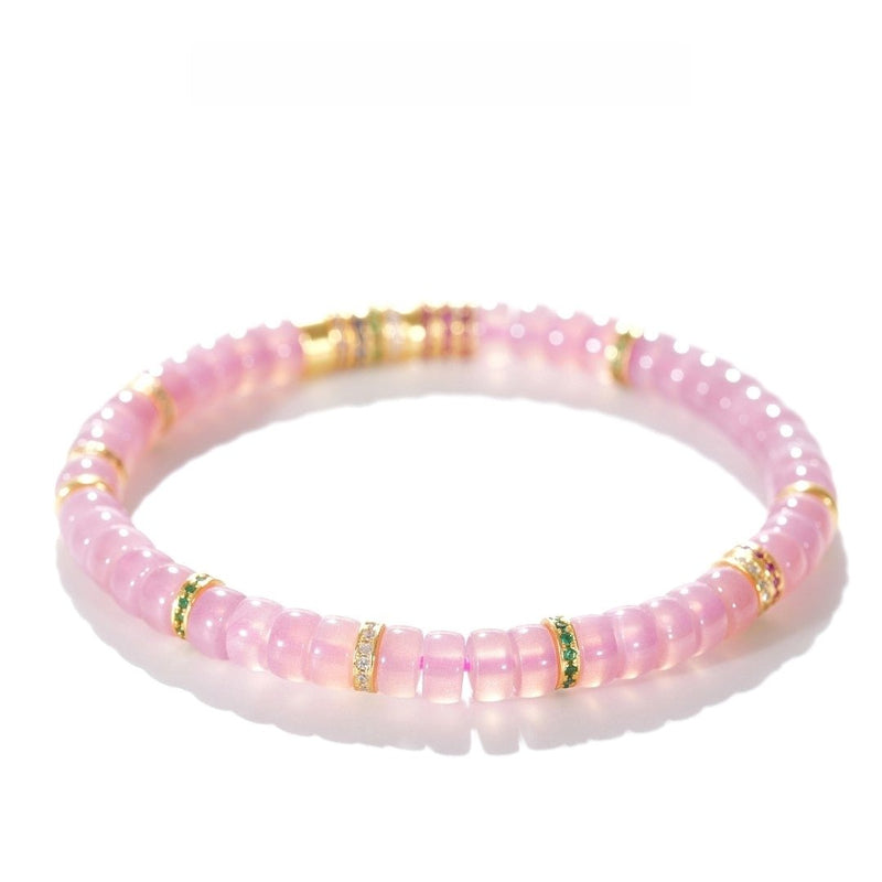 Pink Agate Bracelet — 6mm Fine - Cut Gemstone with Silver Accents | Shine Your Light - Buddhabelief