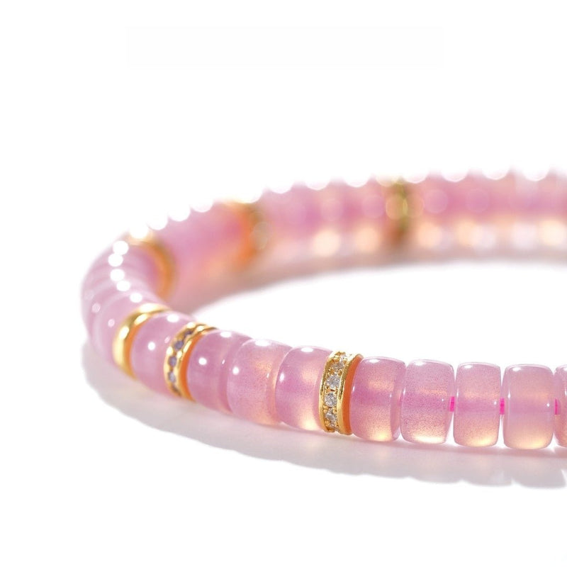 Pink Agate Bracelet — 6mm Fine - Cut Gemstone with Silver Accents | Shine Your Light - Buddhabelief