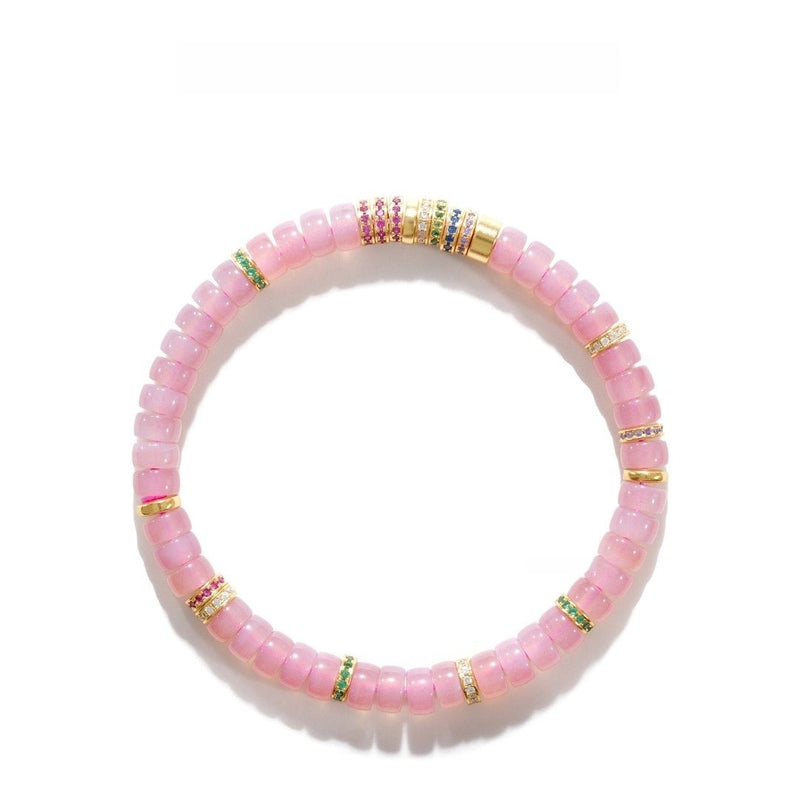 Pink Agate Bracelet — 6mm Fine - Cut Gemstone with Silver Accents | Shine Your Light - Buddhabelief