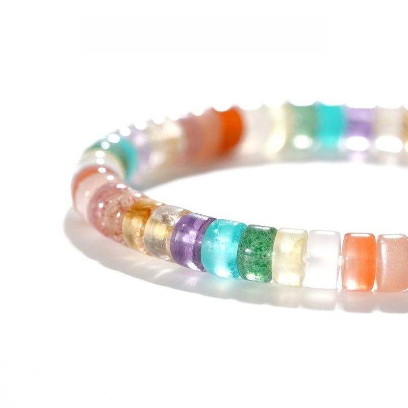 Rainbow Crystal Bracelet — 6mm Multi - Gem Design for a Vibrant Life - Buddhabelief