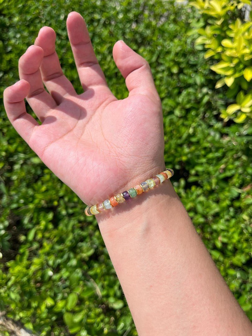 Rainbow Gemstone Bracelet — 6mm Agate, Chalcedony & Crystal | express your Dreams - view 5