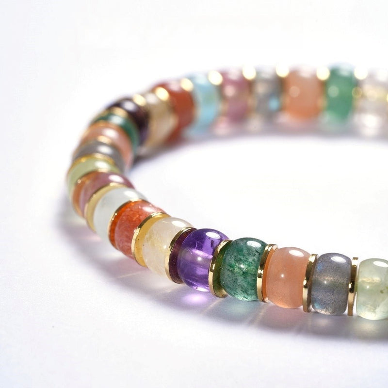 Rainbow Gemstone Bracelet — 6mm Agate, Chalcedony & Crystal | Manifest Your Dreams - Buddhabelief