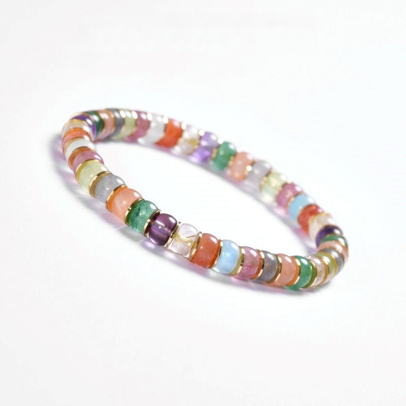 Rainbow Gemstone Bracelet — 6mm Agate, Chalcedony & Crystal | Manifest Your Dreams - Buddhabelief