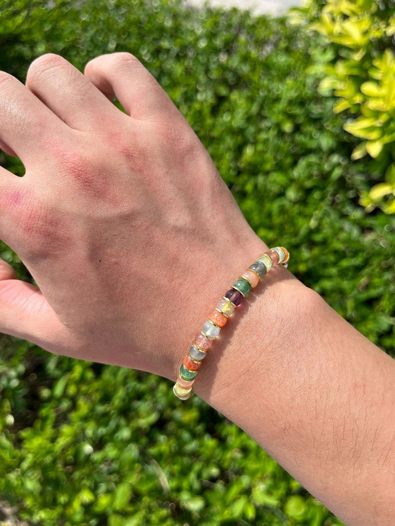 Rainbow Gemstone Bracelet — 6mm Agate, Chalcedony & Crystal | Manifest Your Dreams - Buddhabelief