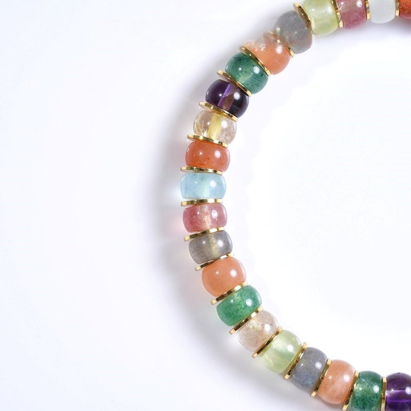 Rainbow Gemstone Bracelet — 6mm Agate, Chalcedony & Crystal | Manifest Your Dreams - Buddhabelief