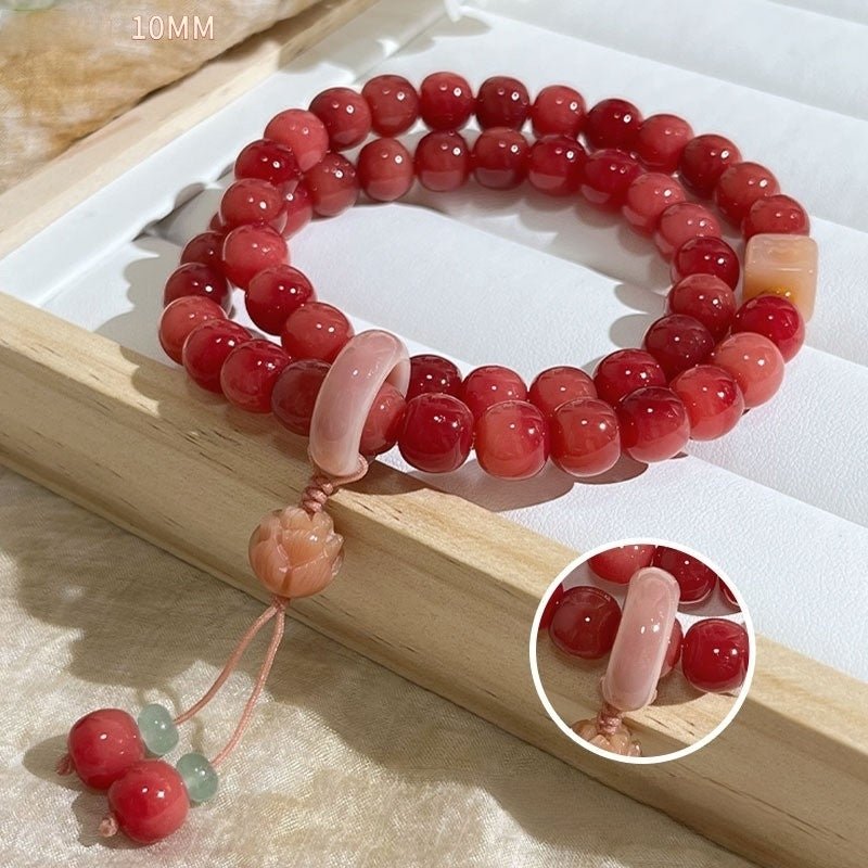 【Special offer】Raspberry Pink Double-Wrap Bodhi Prayer Beads — Handcrafted Mindfulness Mala — view 4