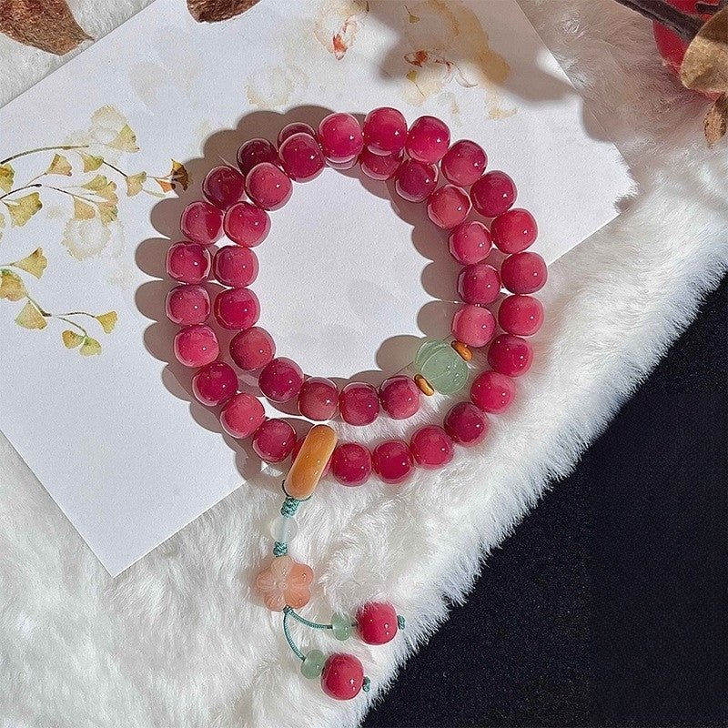 【Special offer】Raspberry Pink Double-Wrap Bodhi Prayer Beads — Handcrafted Mindfulness Mala — view 2