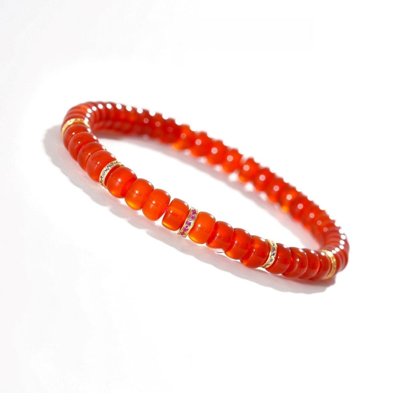 Red Agate Bracelet — 6mm Natural Gemstone with Copper Detailing | Inner Peace Energy - Buddhabelief