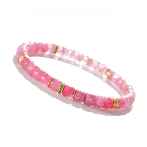 Rhodonite Bracelet — 6mm Natural Crystal with Silver Accents | Shine Your Light