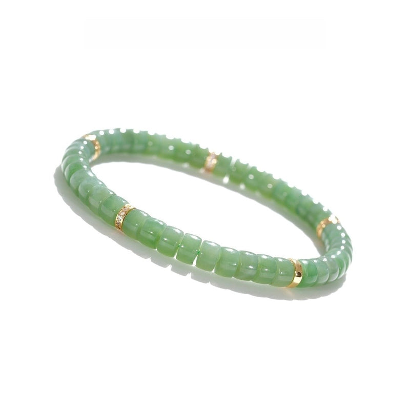 Russian Green Jade Bracelet — 6mm Natural Hetian Jade | Divine Protection - Buddhabelief