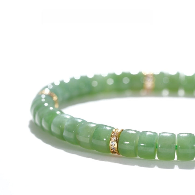 Russian Green Jade Bracelet — 6mm Natural Hetian Jade | Divine Protection - Buddhabelief