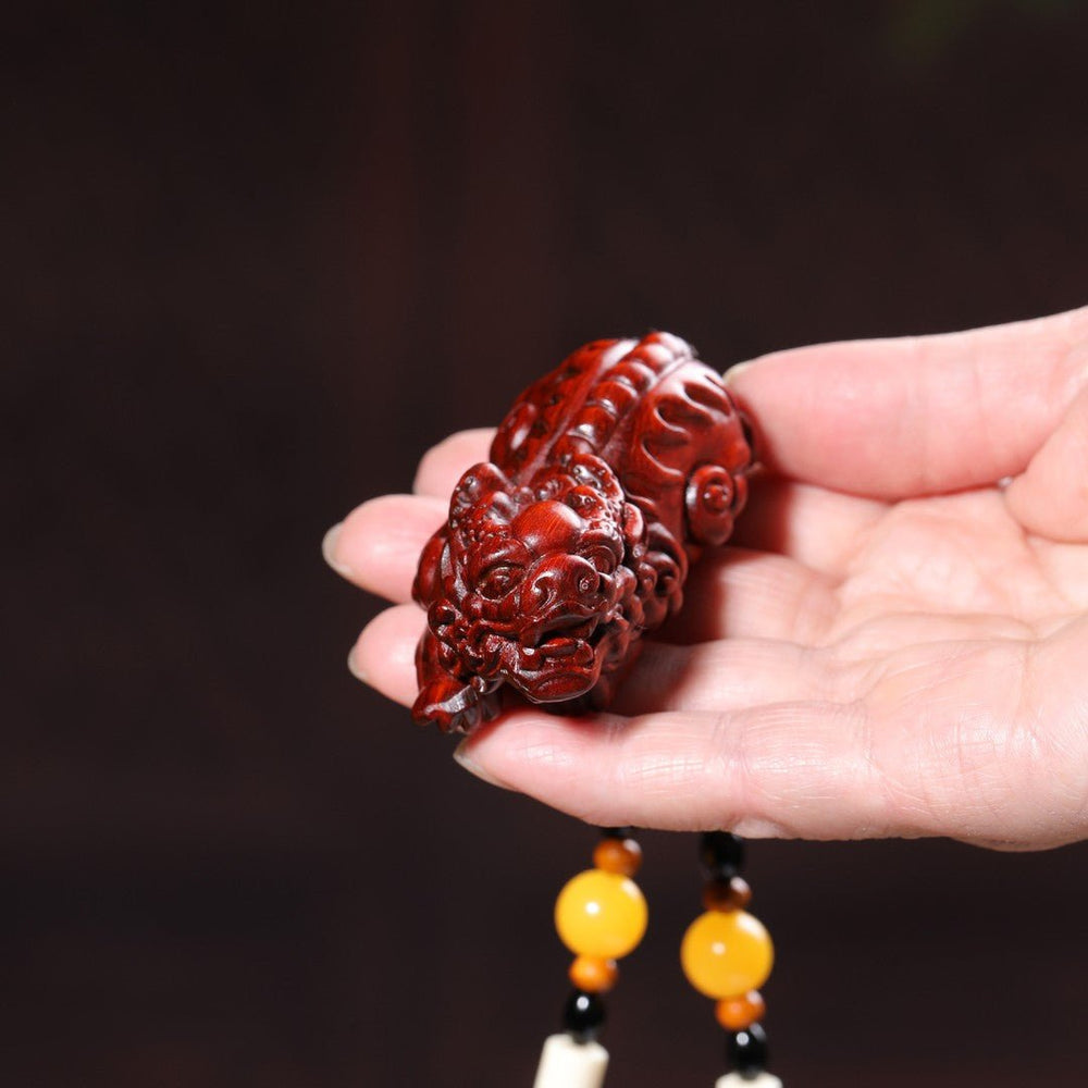 Sandalwood Pixiu Carving Pendant — Handcrafted Wealth Guardian — view 2