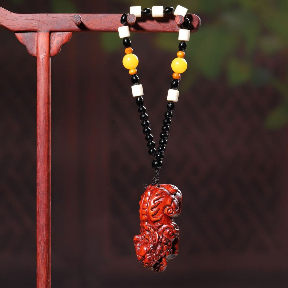 Sandalwood Pixiu Carving Pendant — Handcrafted Wealth Guardian — view 3