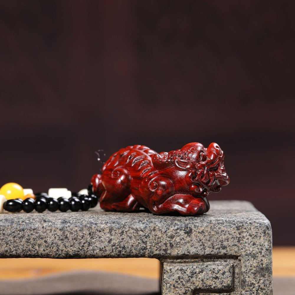 Sandalwood Pixiu Carving Pendant — Handcrafted Wealth Guardian — view 4