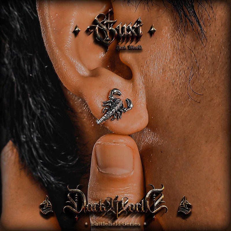 Scorpion Stud Earrings 925 Silver - 3D Detailed Gothic Animal - view 3