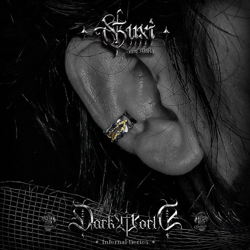 Skull Ear Cuff 925 Silver No Piercing - Gold Skull Diamond Cartilage - view 5