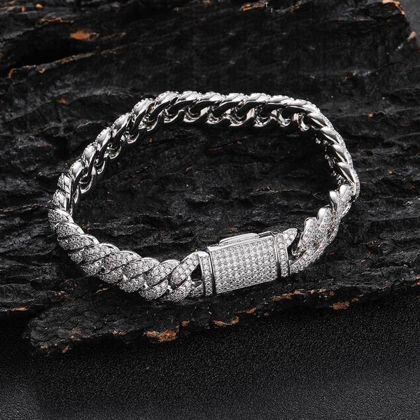 "The Bubble" 11mm Double Row Iced Out Cuban Bracelet (5A VVS Simulants)