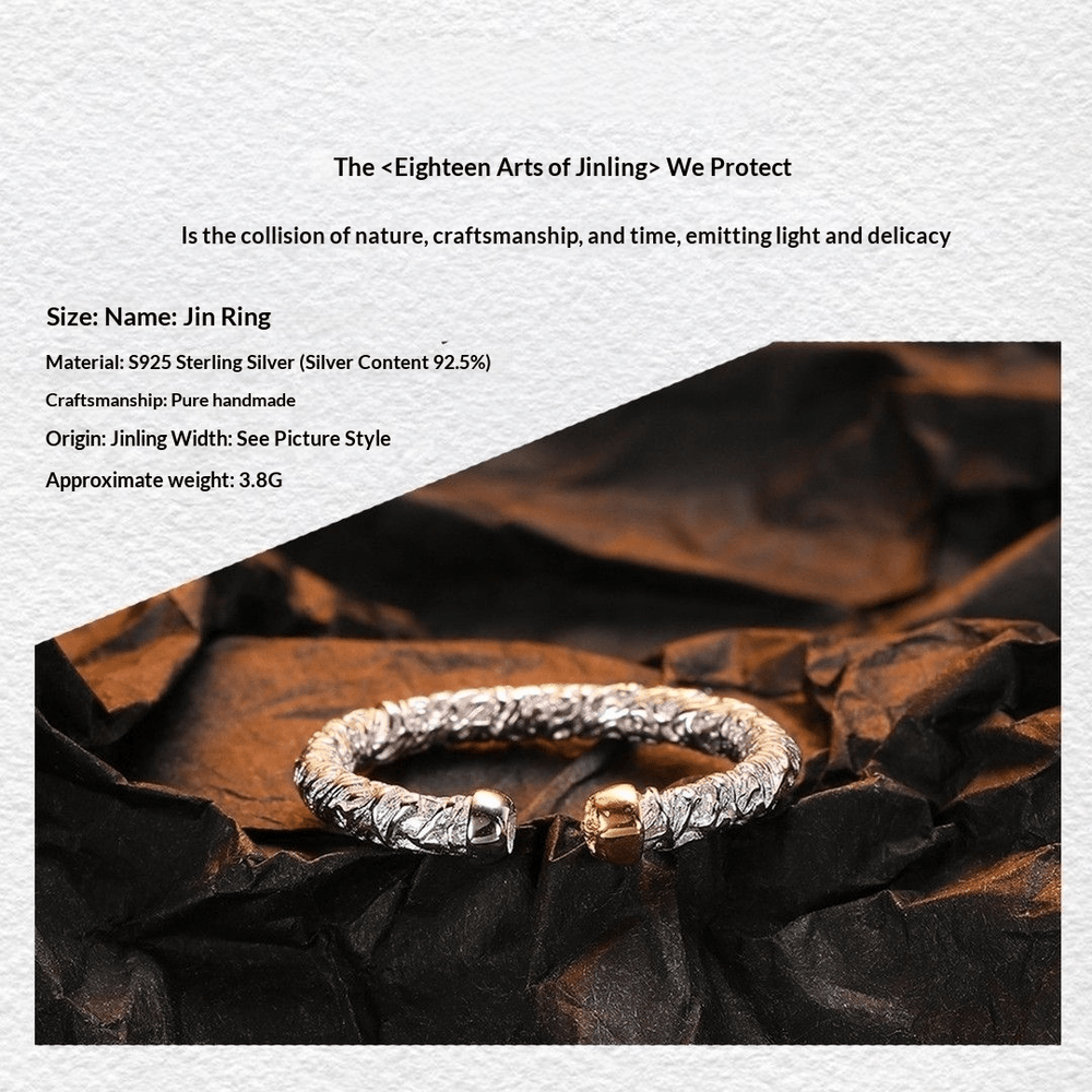 "The Embers" Hand-Hammered 925 Silver Ring with Gold Accents (Wabi-Sabi Style) - view 5