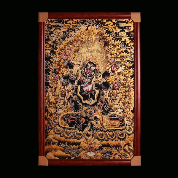 "The Great Protector" Six-Armed Mahakala Embroidery Thangka (Ultimate Protection Art)