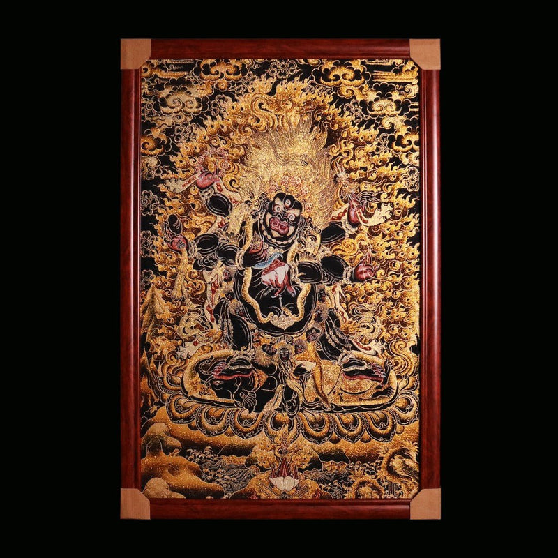 "The Great Protector" Six - Armed Mahakala Embroidery Thangka (Ultimate Protection Art) - Buddhabelief