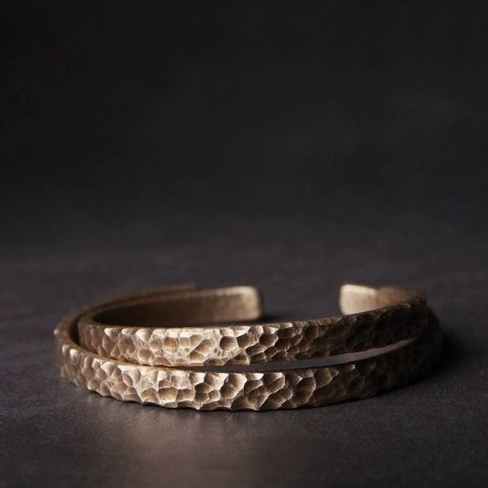 "The Pond" Hand-Hammered 925 Sterling Silver Bangle (Water Ripple Texture) - view 2